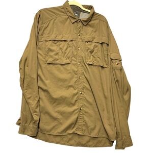 REI Co-op XXL Mens Button Down Long Sleeve Fishing Hiking Shirt Tan Outdoor